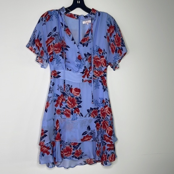 Parker Blue Floral Dress Size 0 - Picture 1 of 6